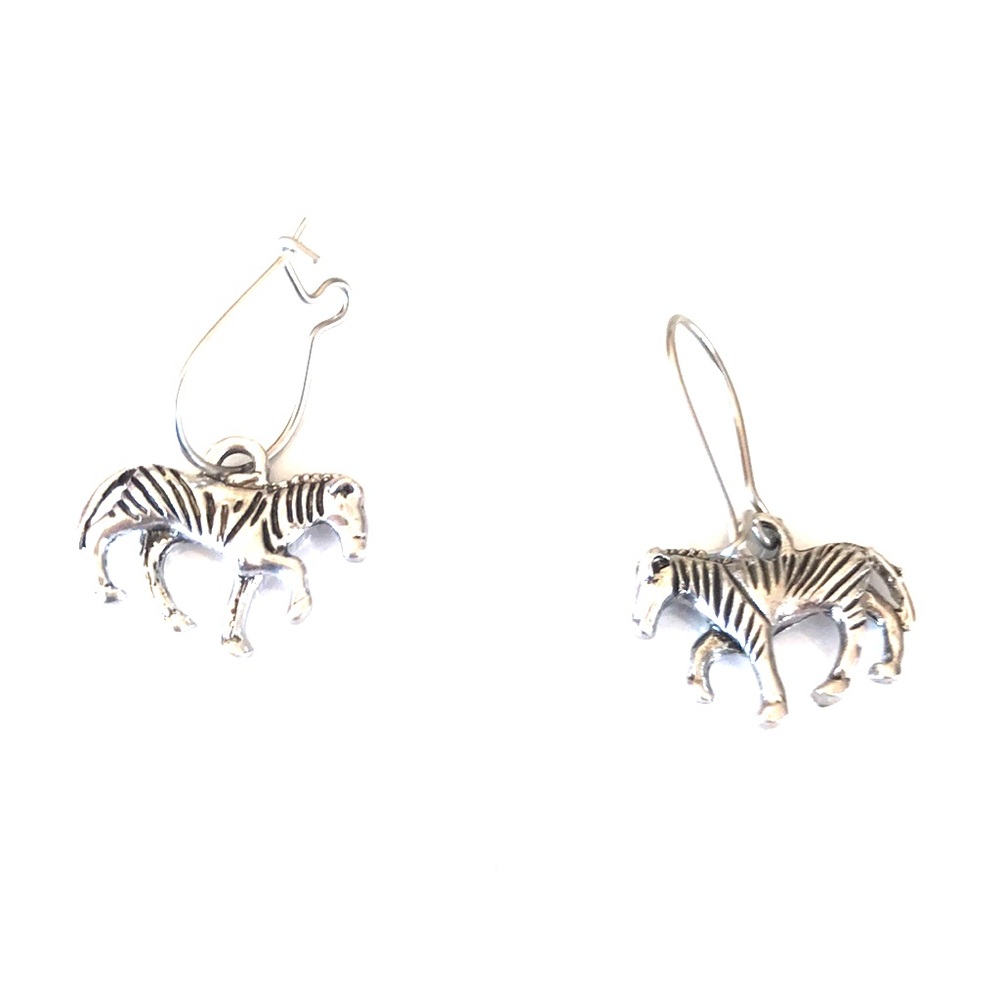 New zebra earrings in pewter half inch